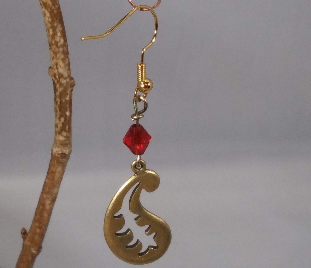Handmade Dangle Bronze & Bead Earrings NWT